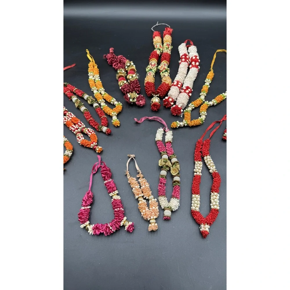 Lot of 15 Traditional Indian Fabric Garlands Diwali Wedding Puja Decor Mala Haar